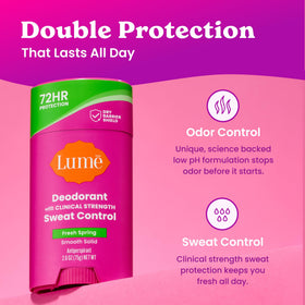 Lume deodorant stick showing smooth solid texture