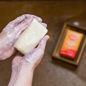 Lume soap bar with tangerine scent