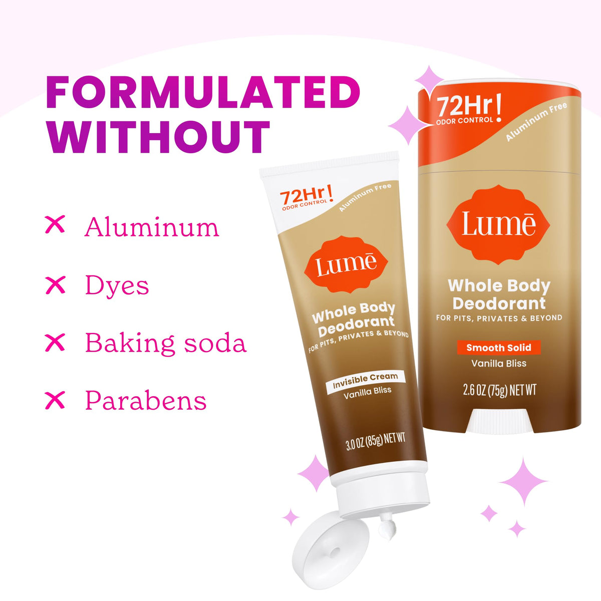 Lume Solid Stick 2.6oz with smooth application texture