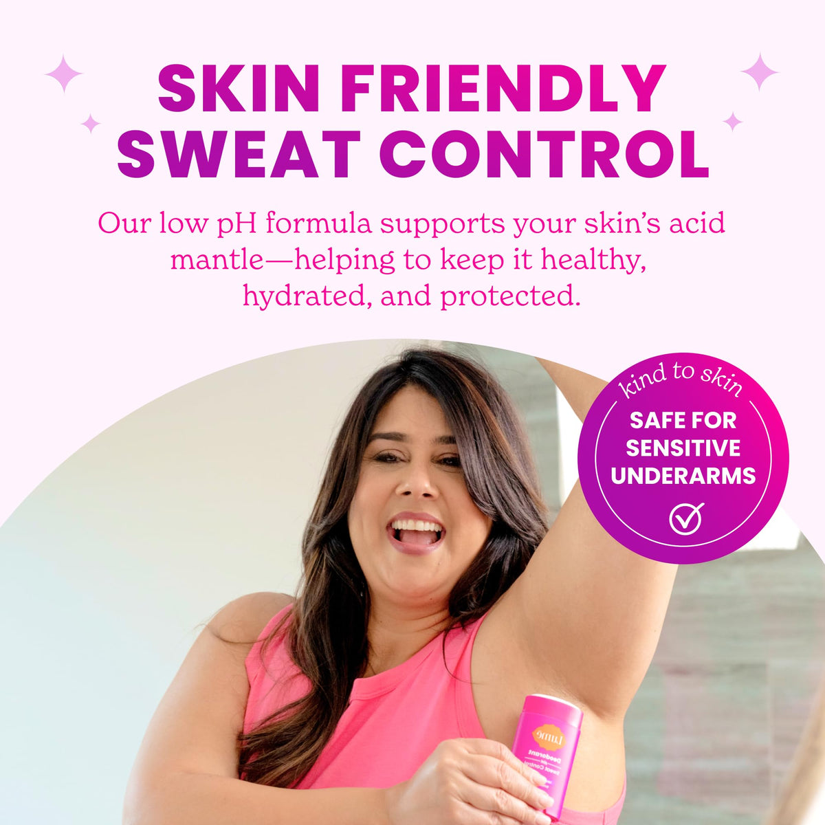 Lume Sweat Control Deodorant Solid Stick on a vanity