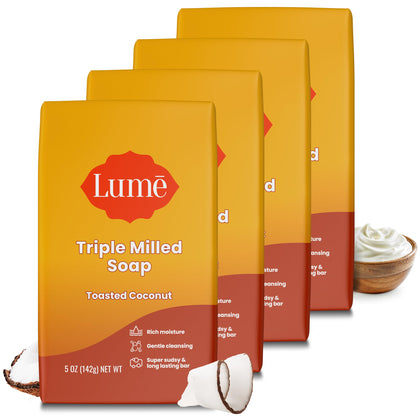 Lume Triple Milled Bar Soap 5 oz Toasted Coconut front view