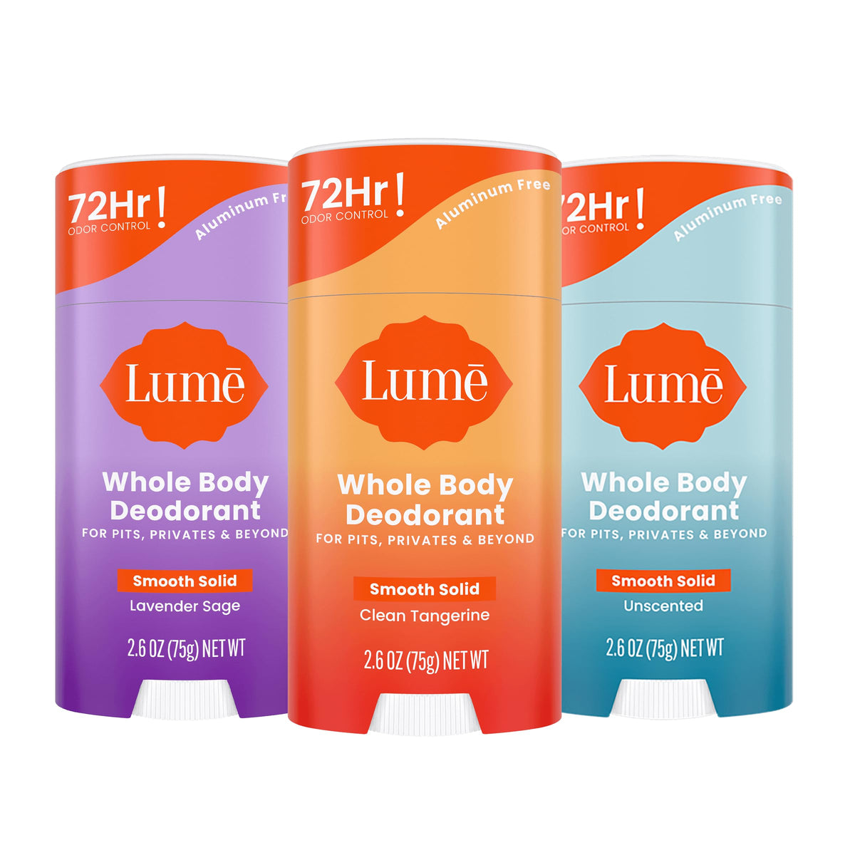 Lume Whole Body Deodorant 3 Pack Clean Tangerine front view