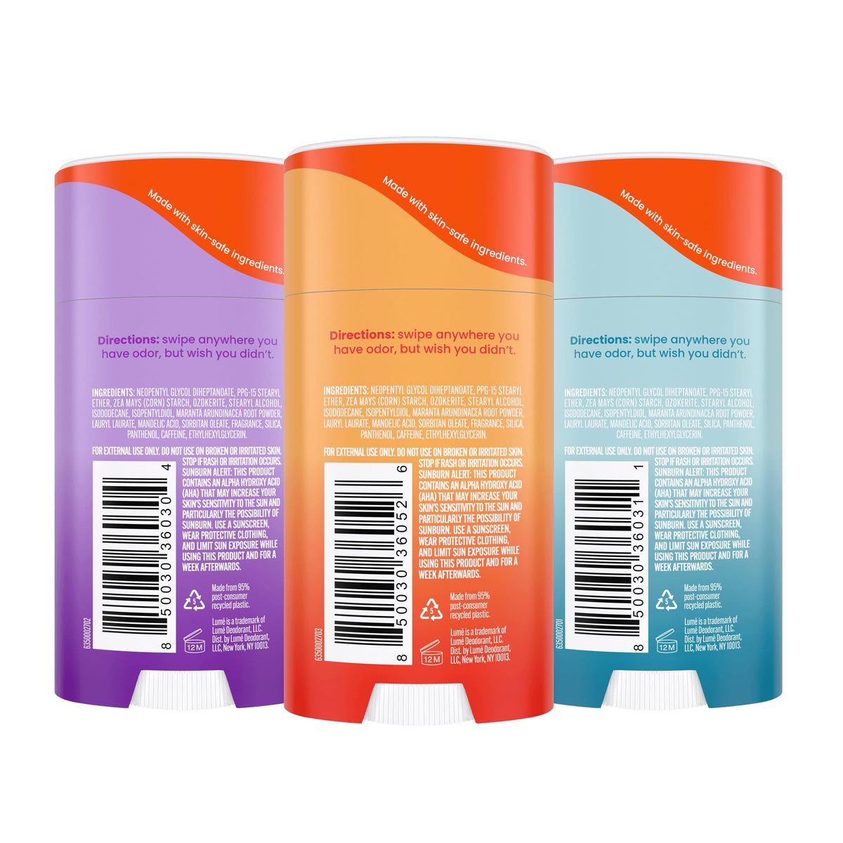 Lume Whole Body Deodorant 3 Pack Lavender Sage front view