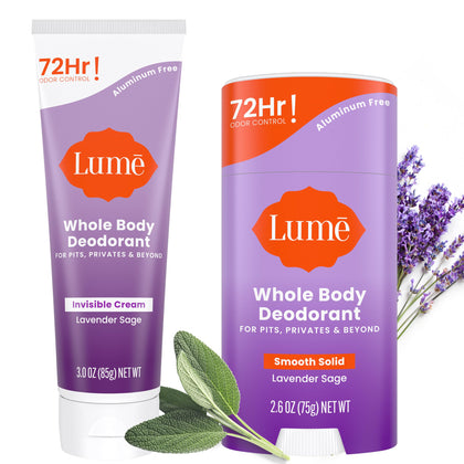 Lume Whole Body Deodorant 3oz tube front view with lavender scent