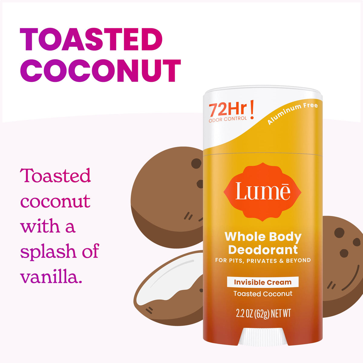 Lume Whole Body Deodorant Cream Stick 2.2 oz packaging