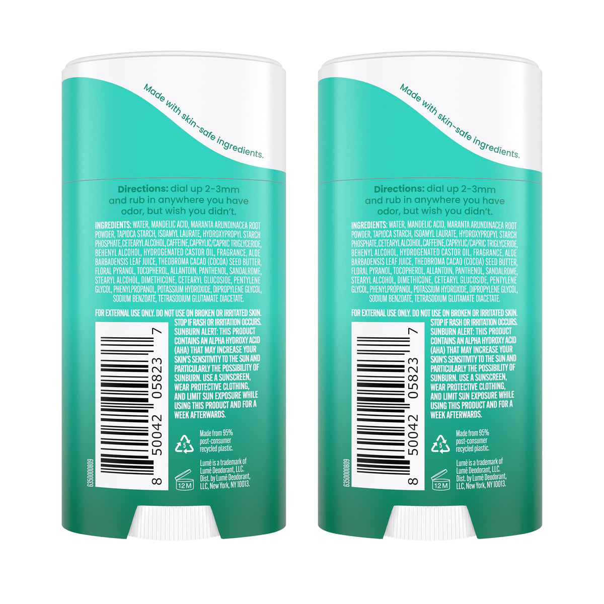 Lume Whole Body Deodorant Cream Stick Minted Cucumber back view