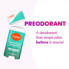 Lume Whole Body Deodorant Cream Stick Minted Cucumber in lifestyle setting