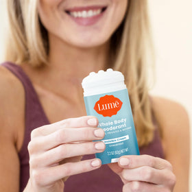 Lume Whole Body Deodorant Cream Stick packaging top view