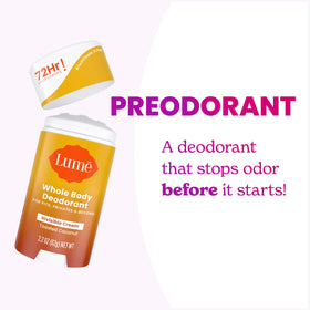 Lume Whole Body Deodorant Cream Stick with coconut background