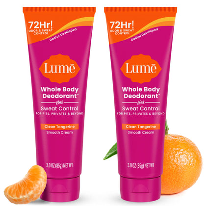 Lume Whole Body Deodorant Cream Tube 3 oz Tangerine front view