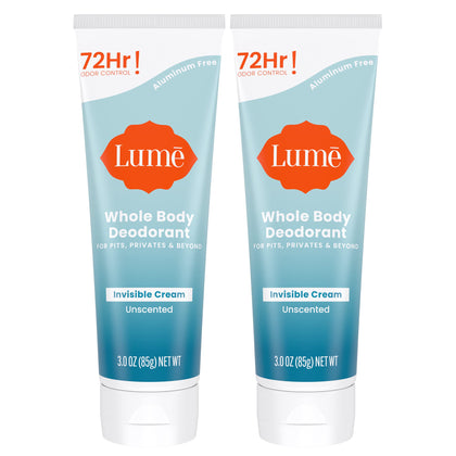 Lume Whole Body Deodorant Cream Tube 3 oz unscented front view