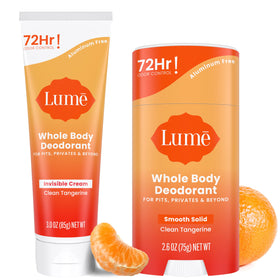 Lume Whole Body Deodorant Cream Tube 3 oz with tangerine scent