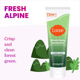 Lume Whole Body Deodorant Cream Tube Alpine 3oz side view
