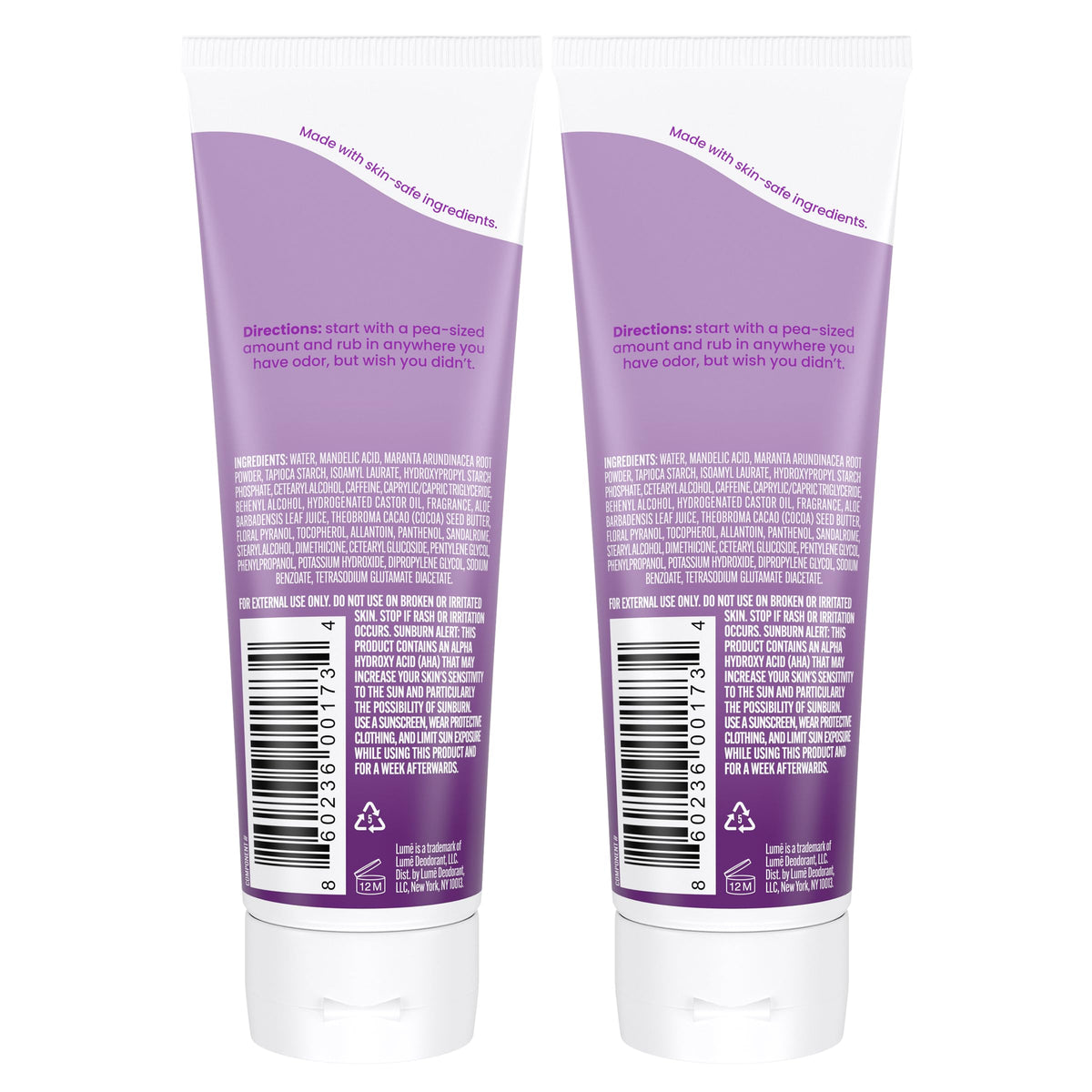 Lume Whole Body Deodorant Cream Tube Lavender Sage back view