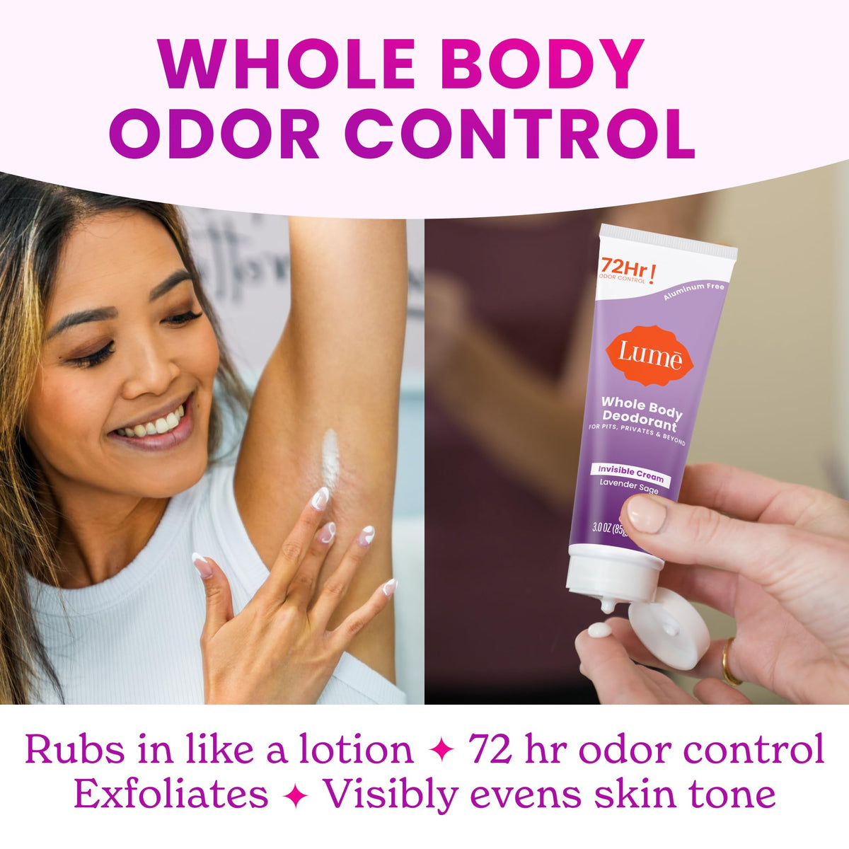 Lume Whole Body Deodorant Cream Tube Lavender Sage ingredients