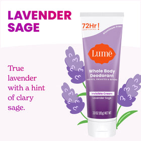 Lume Whole Body Deodorant Cream Tube Lavender Sage packaging