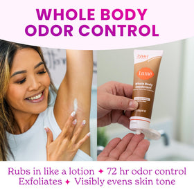 Lume Whole Body Deodorant Cream Tube Vanilla Bliss lifestyle scene