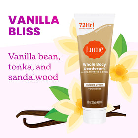 Lume Whole Body Deodorant Cream Tube Vanilla Bliss side view