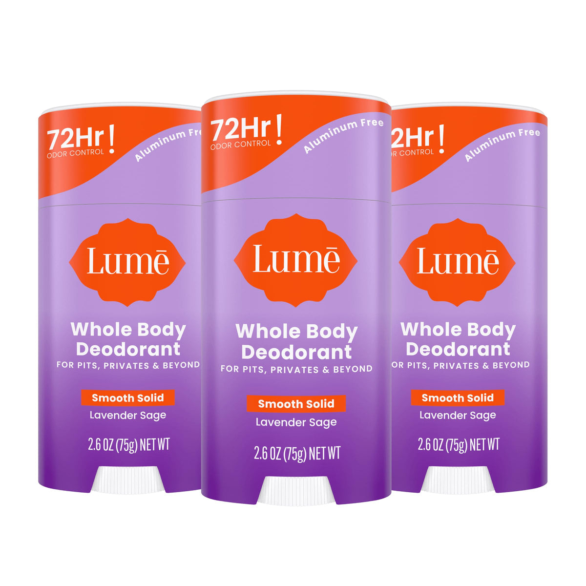 Lume Whole Body Deodorant Lavender Sage 2.6 oz solid stick front view