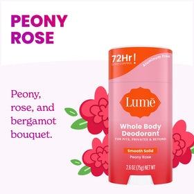 Lume Whole Body Deodorant Solid Stick 2.6 oz Peony Rose application