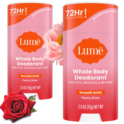 Lume Whole Body Deodorant Solid Stick 2.6 oz Peony Rose front view
