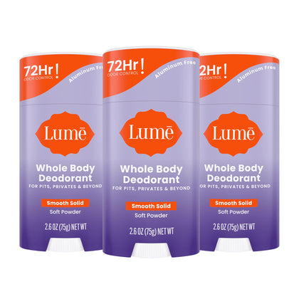 Lume Whole Body Deodorant Solid Stick 3 pack front view
