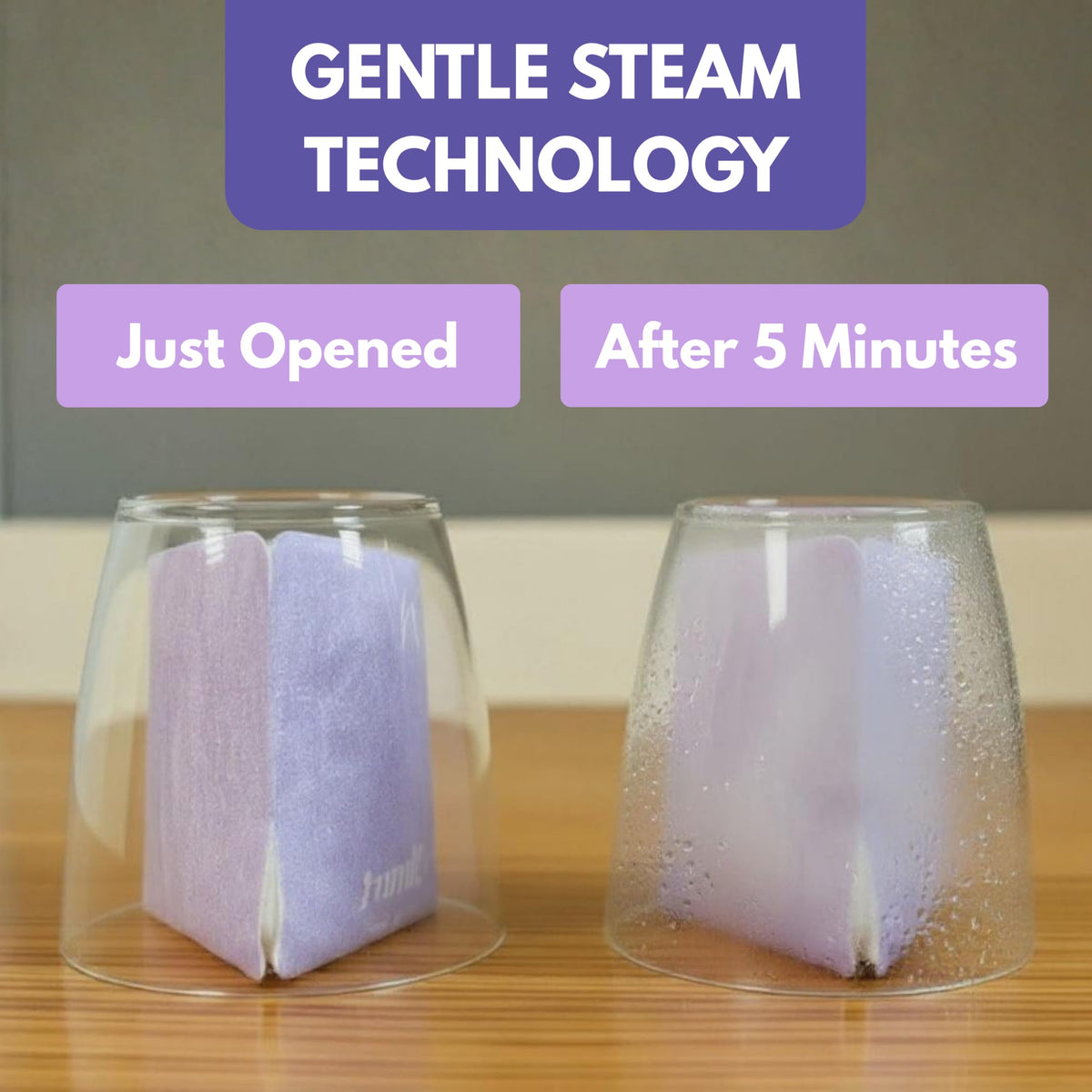 LumiDew Steam Eye Mask displayed on a bathroom counter