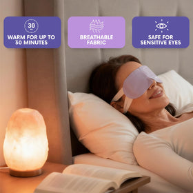 LumiDew Steam Eye Mask laid flat on a soft surface