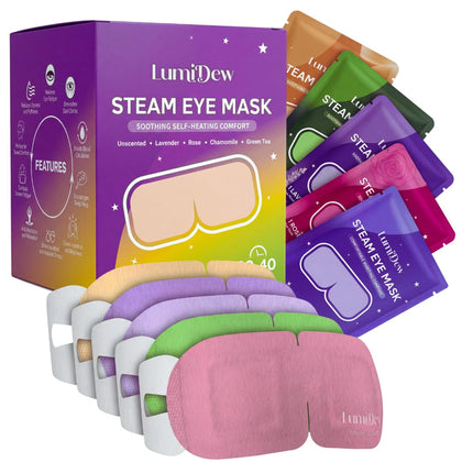 LumiDew Steam Eye Mask variety pack with 5 calming scents