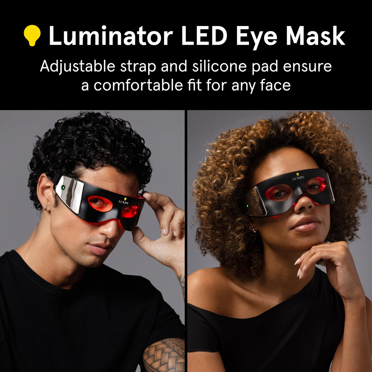 Lumin Luminator LED Eye Mask in use while reading