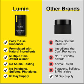 Lumin Moisturising Balm in a jar with lid open