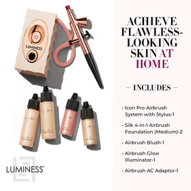LUMINESS 4-Piece Foundation Starter Kit including foundation, blush, and highlighter