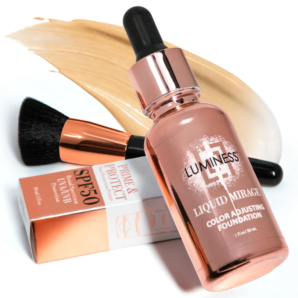 LUMINESS Liquid Mirage Foundation Kit front view with packaging