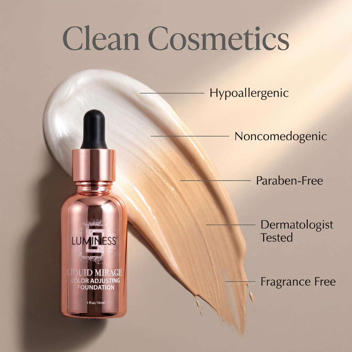 LUMINESS Liquid Mirage Foundation Medium swatch on hand