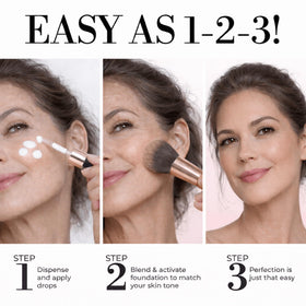 LUMINESS Liquid Mirage Foundation Medium with makeup tools