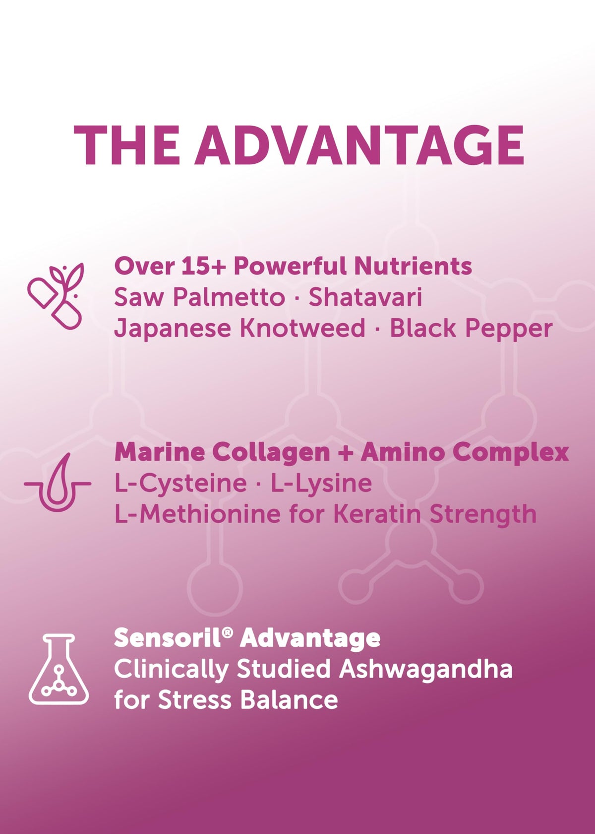 Lunakai Hair Growth Supplement capsules on a table