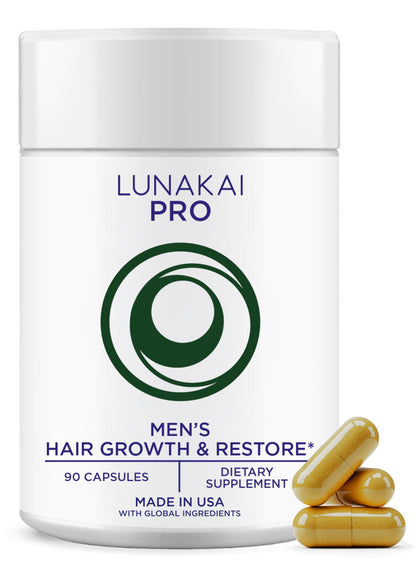 Lunakai Hair Vitamins for Men front view with 90 capsules