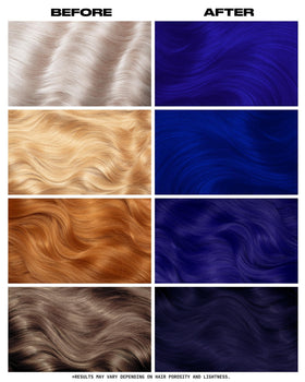 Lunar Tides Blue Velvet hair dye applied on hair