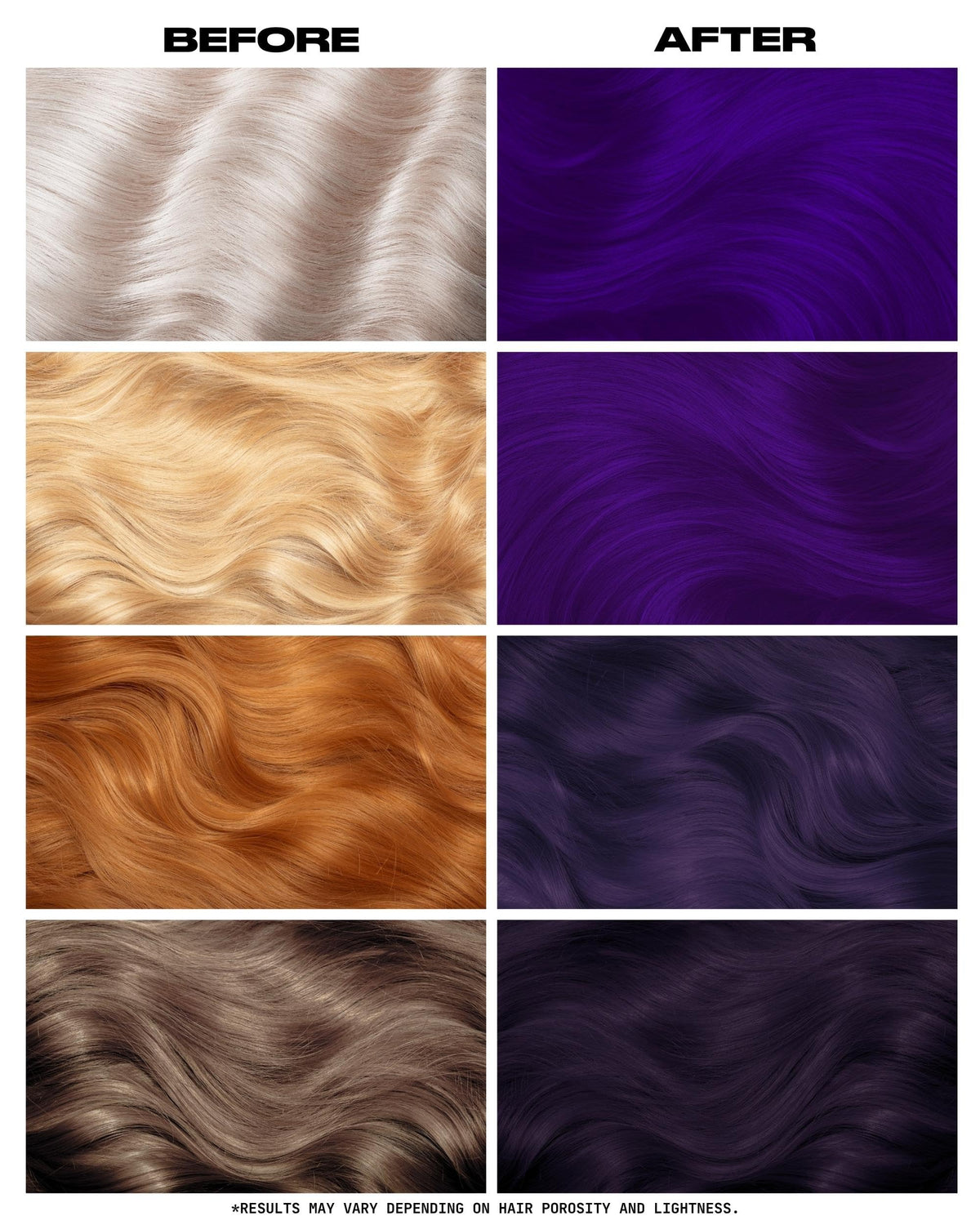 Lunar Tides Dark Violet hair dye applied to hair sample