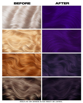 Lunar Tides Dark Violet hair dye applied to hair sample
