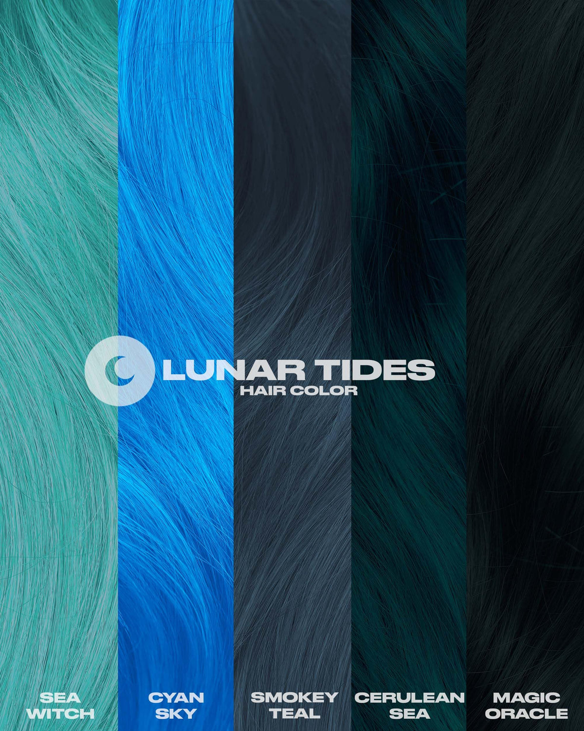 Lunar Tides Semi-Permanent Hair Color Cyan Sky on a table