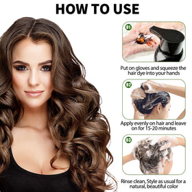 Lunory brown hair dye shampoo in a bathroom setting