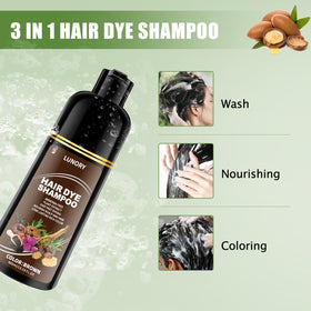 Lunory brown hair dye shampoo showing texture