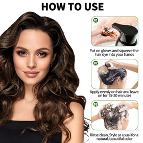 Lunory dark brown hair dye shampoo after application results