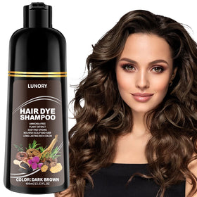Lunory dark brown hair dye shampoo front view with label
