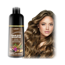 Lunory light brown hair dye shampoo front view with 508g packaging