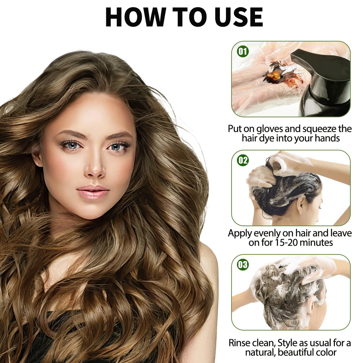 Lunory light brown hair dye shampoo in a bathroom setting