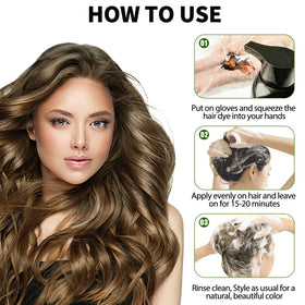 Lunory light brown hair dye shampoo in a bathroom setting