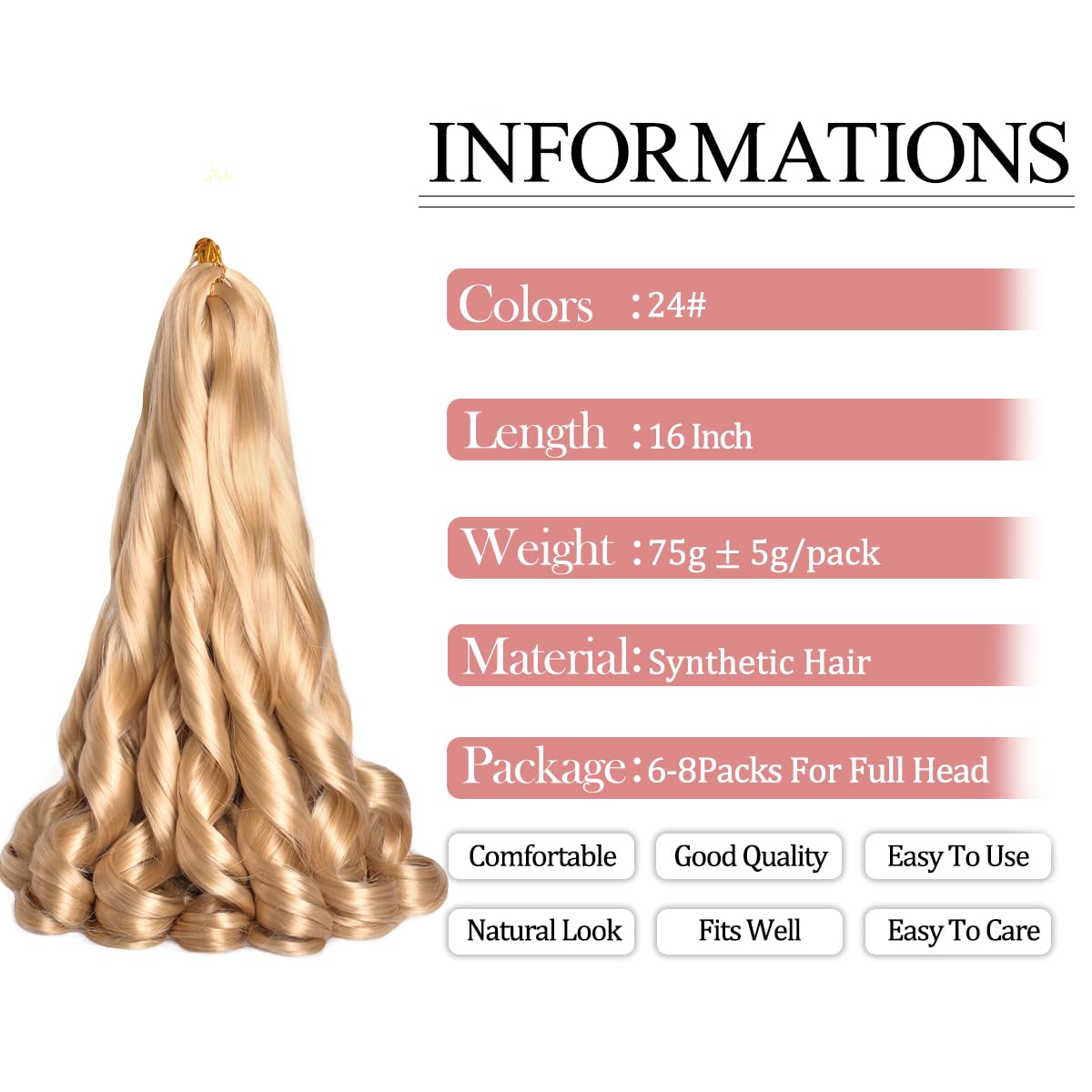 Luoyudu 16 Inch Curly Braiding Hair packaging with spray bottle