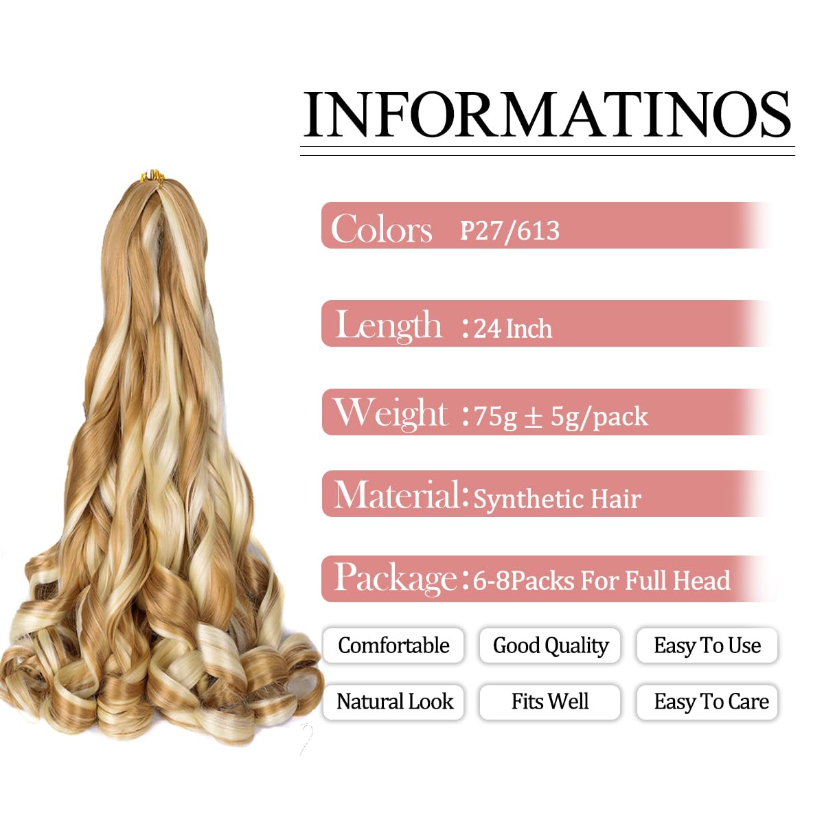 Luoyudu Curly Braiding Hair 24 Inch P27/613 close-up of texture